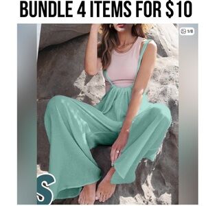 Mint Green Women's Jumpsuit L *PANT BOTTOMS CUT/NEED HEMMING* *FLAW*